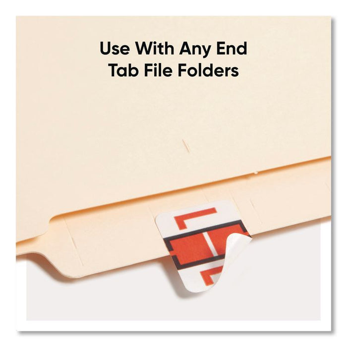 A-Z Color-Coded End Tab Filing Labels, L, 1 x 1.25, White, 500/Roll