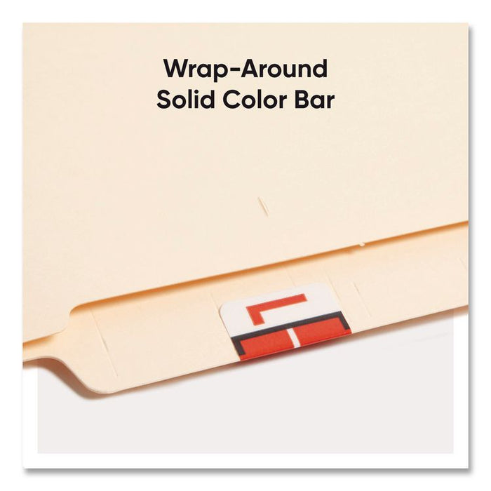 A-Z Color-Coded End Tab Filing Labels, L, 1 x 1.25, White, 500/Roll