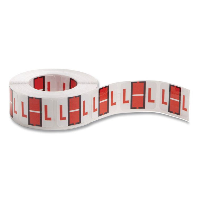 A-Z Color-Coded End Tab Filing Labels, L, 1 x 1.25, White, 500/Roll