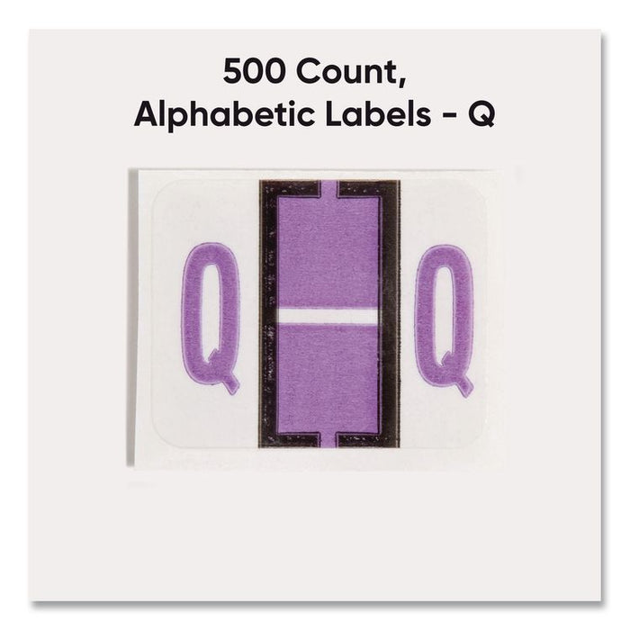 A-Z Color-Coded End Tab Filing Labels, Q, 1 x 1.25, White, 500/Roll
