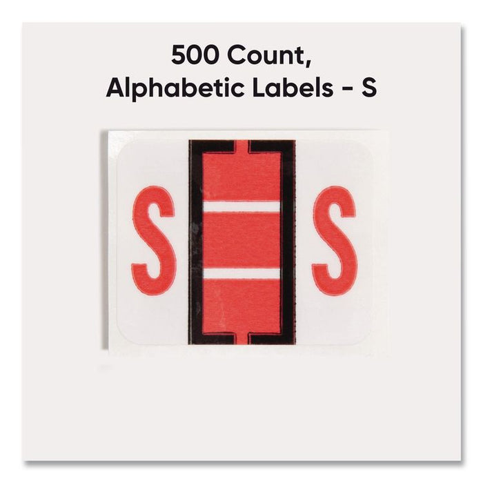 A-Z Color-Coded End Tab Filing Labels, S, 1 x 1.25, White, 500/Roll