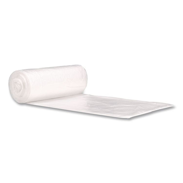 High-Density Coreless Mini-Roll Can Liners, 30 gal, 10 mic, 30" x 37", Natural, Perforated Roll, 500/Carton
