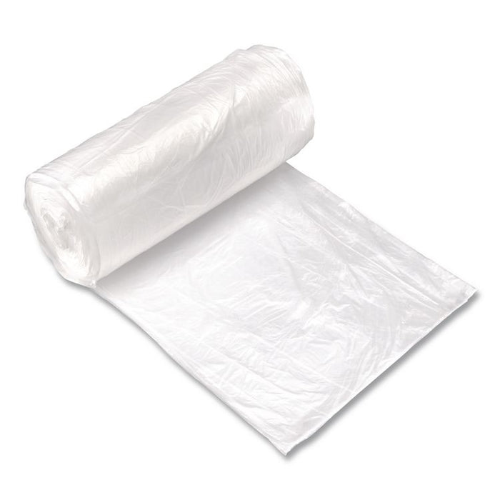 High-Density Coreless Mini-Roll Can Liners, 30 gal, 10 mic, 30" x 37", Natural, Perforated Roll, 500/Carton