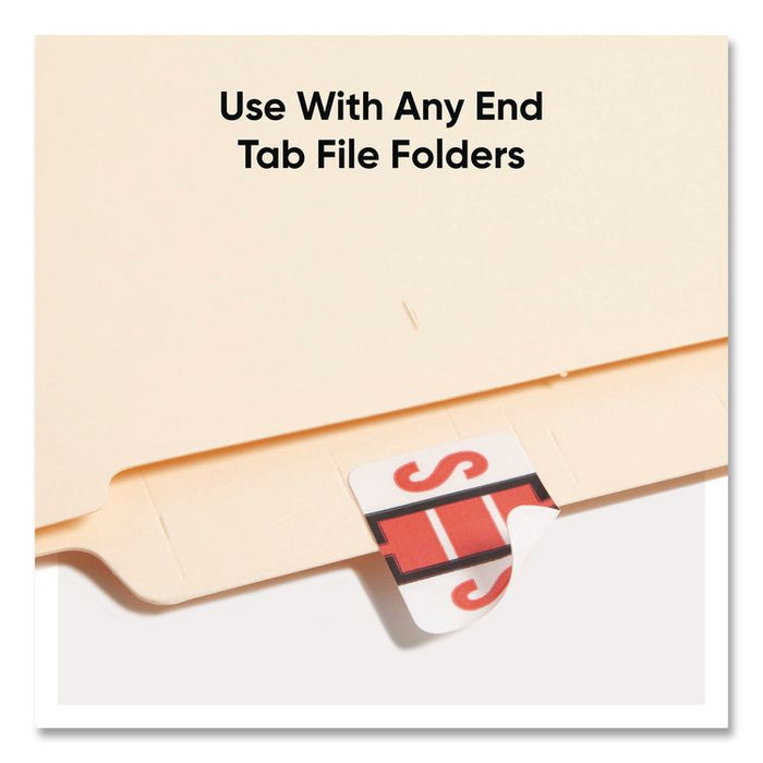 A-Z Color-Coded End Tab Filing Labels, S, 1 x 1.25, White, 500/Roll