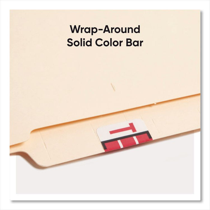 A-Z Color-Coded End Tab Filing Labels, T, 1 x 1.25, White, 500/Roll