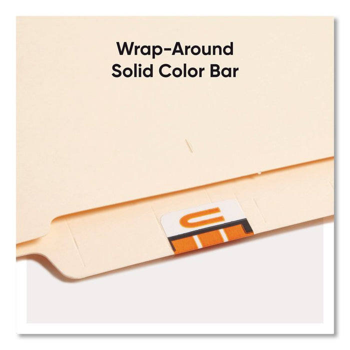 A-Z Color-Coded End Tab Filing Labels, U, 1 x 1.25, White, 500/Roll