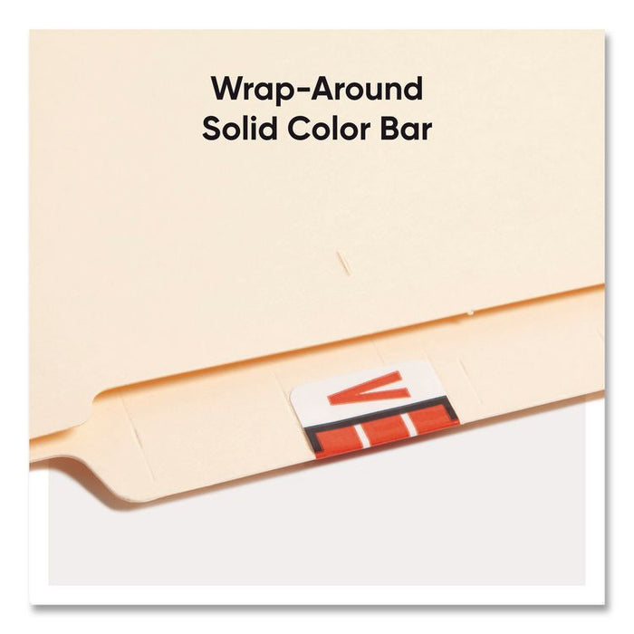 A-Z Color-Coded End Tab Filing Labels, V, 1 x 1.25, White, 500/Roll