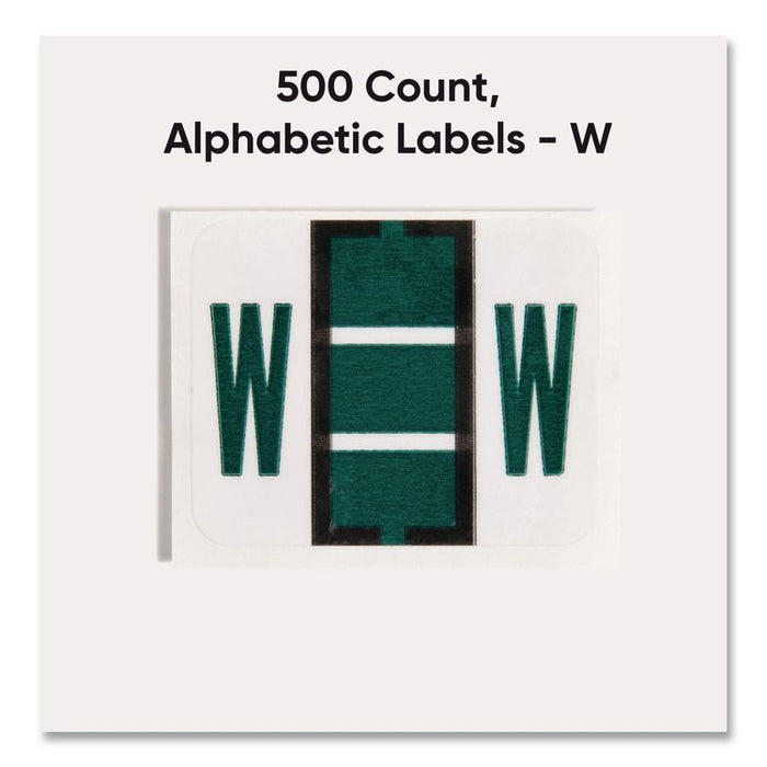A-Z Color-Coded End Tab Filing Labels, W, 1 x 1.25, White, 500/Roll