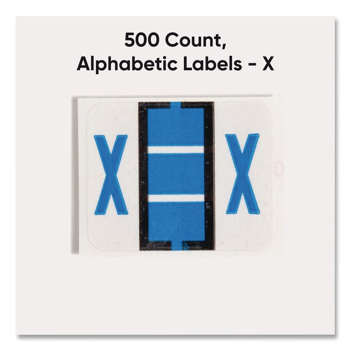 A-Z Color-Coded End Tab Filing Labels, X, 1 x 1.25, White, 500/Roll