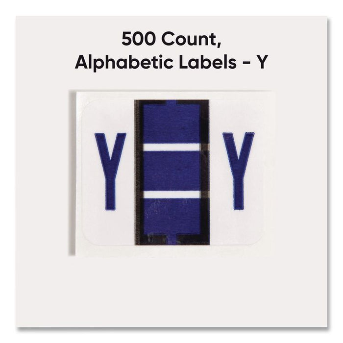 A-Z Color-Coded End Tab Filing Labels, Y, 1 x 1.25, White, 500/Roll