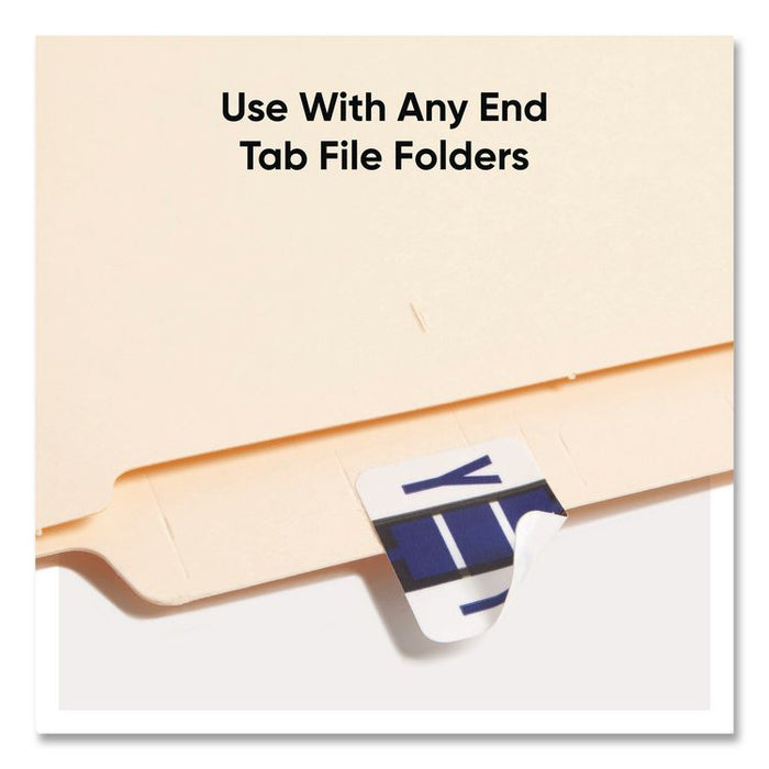 A-Z Color-Coded End Tab Filing Labels, Y, 1 x 1.25, White, 500/Roll