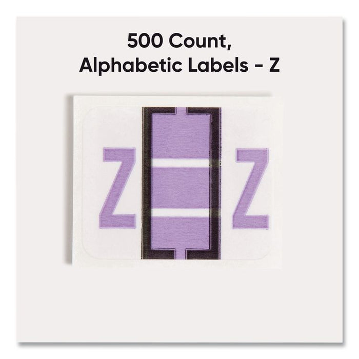 A-Z Color-Coded End Tab Filing Labels, Z, 1 x 1.25, White, 500/Roll