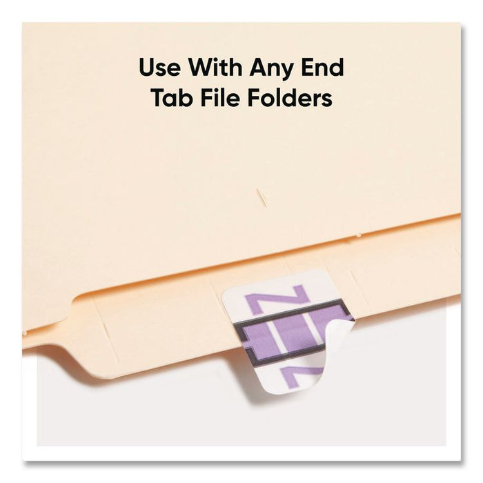 A-Z Color-Coded End Tab Filing Labels, Z, 1 x 1.25, White, 500/Roll