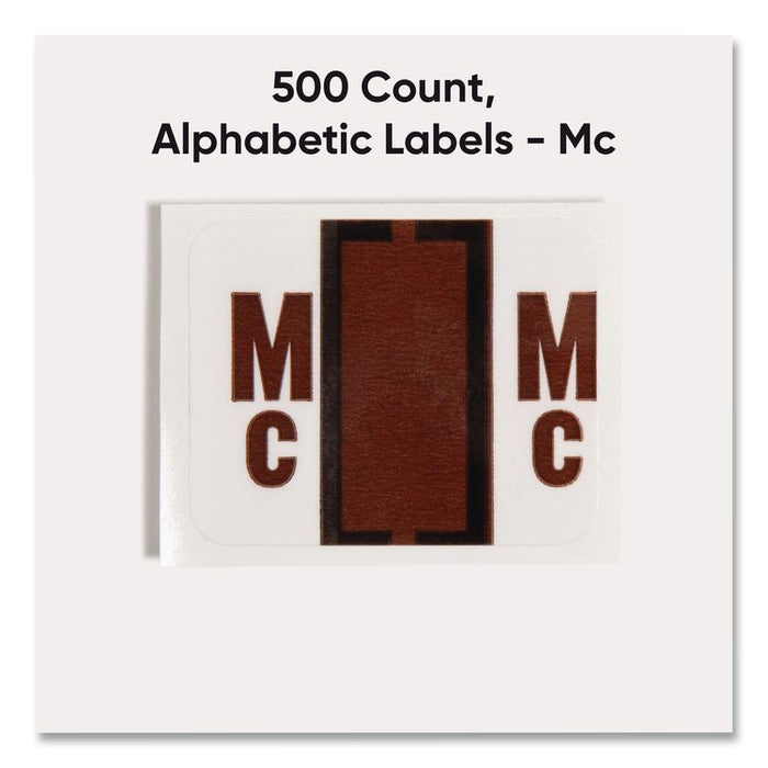 A-Z Color-Coded End Tab Filing Labels, Mc, 1 x 1.25, White, 500/Roll