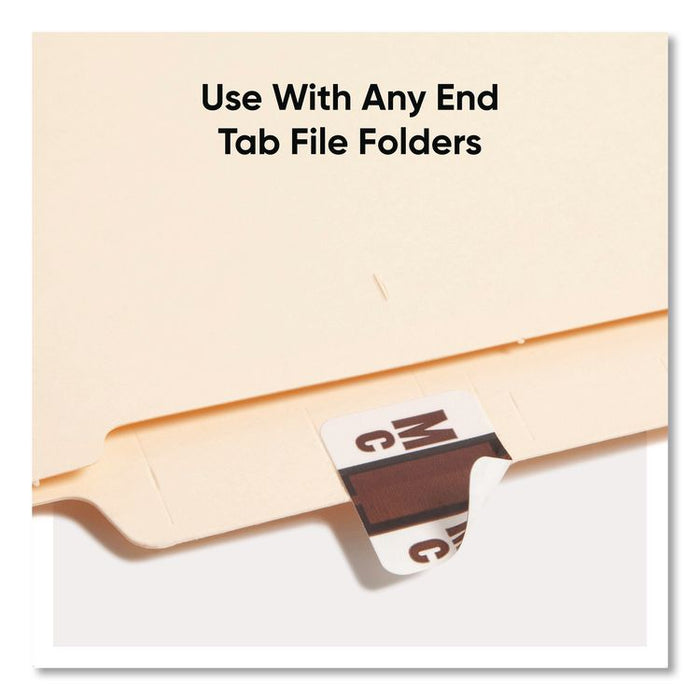 A-Z Color-Coded End Tab Filing Labels, Mc, 1 x 1.25, White, 500/Roll