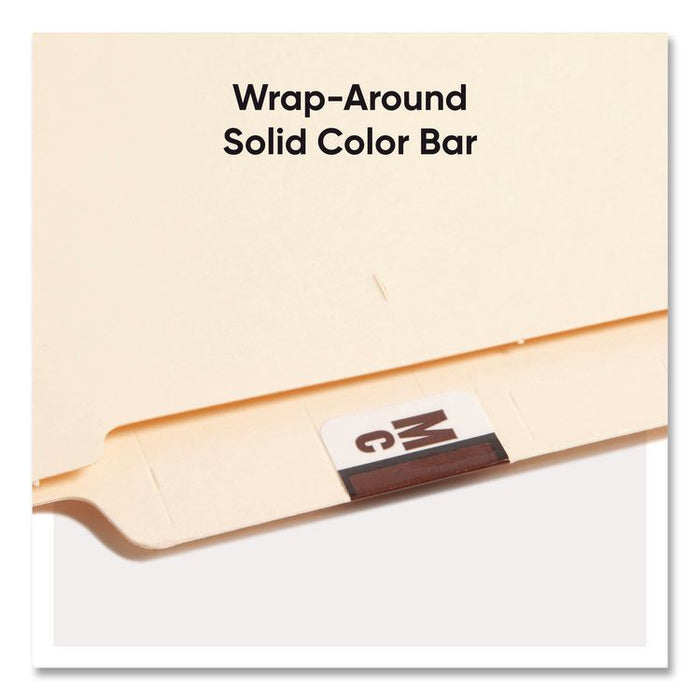 A-Z Color-Coded End Tab Filing Labels, Mc, 1 x 1.25, White, 500/Roll