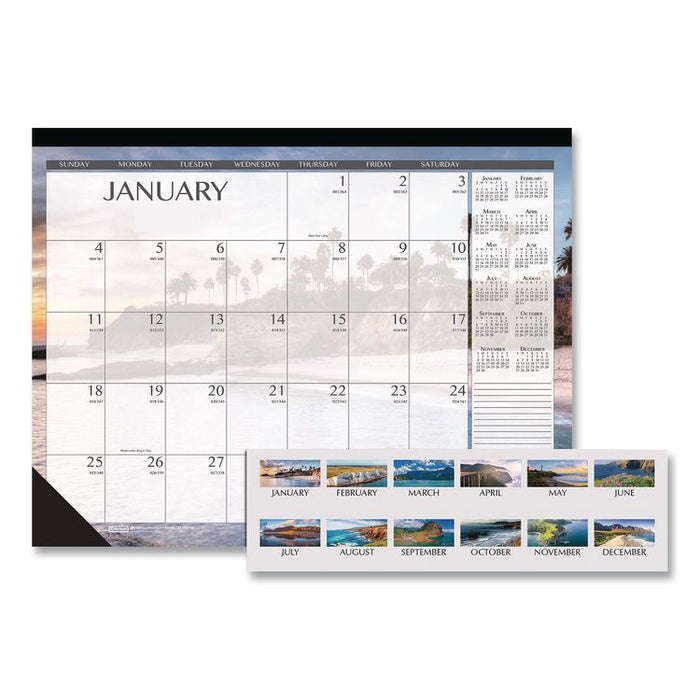 Recycled Earthscapes Desk Pad Calendar, Seascapes Photography, 18.5 x 13, Black Binding/Corners,12-Month (Jan to Dec): 2026