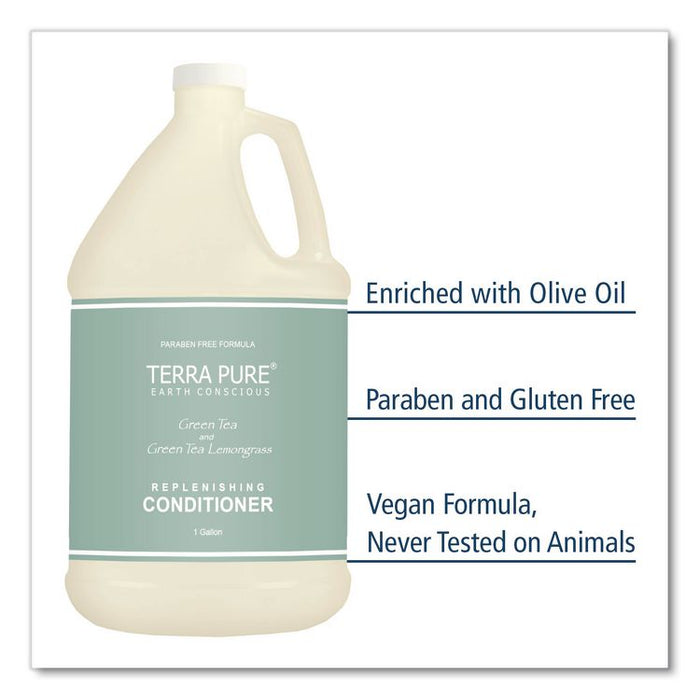 Terra Pure Conditioner Gallon, Green Tea Lemongrass Scent, 1 gal Bottle, 4/Carton