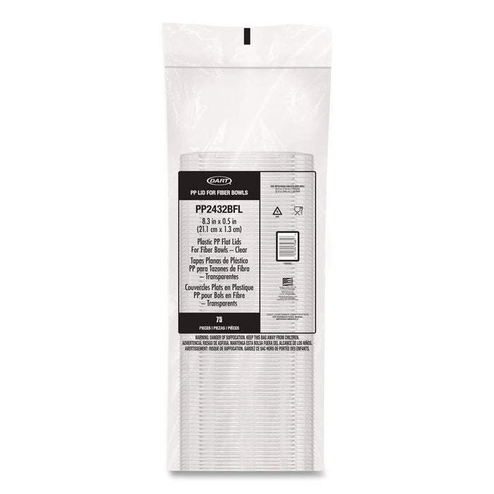 Plastic Lids for Compostable Fiber Containers, For 24 to 32 oz Containers, 8.28" Diameter x 0.51" h, Clear, 300/Carton