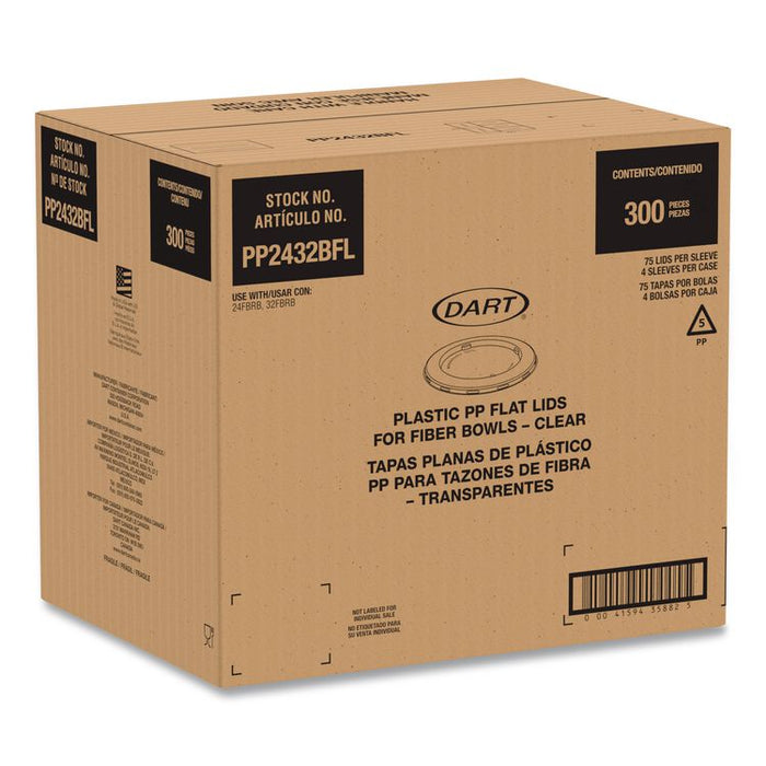 Plastic Lids for Compostable Fiber Containers, For 24 to 32 oz Containers, 8.28" Diameter x 0.51" h, Clear, 300/Carton