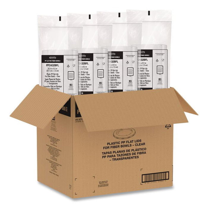 Plastic Lids for Compostable Fiber Containers, For 24 to 32 oz Containers, 8.28" Diameter x 0.51" h, Clear, 300/Carton