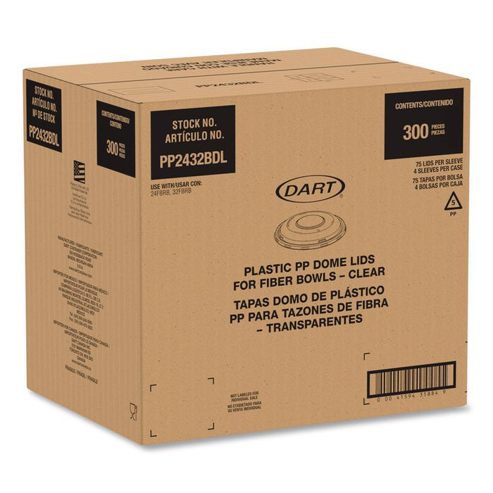 Dome Covers and Lids, For 24 oz to 32 oz Containers, 8.28" Diameter x 1.16"h, Clear, 300/Carton
