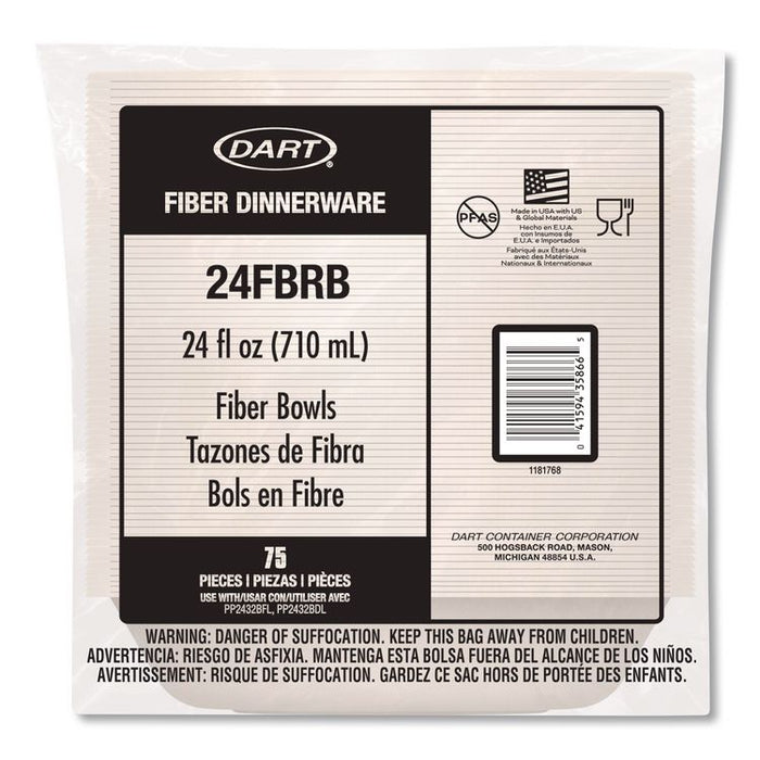 Compostable Fiber Containers, ProPlanet Seal, Bowl, 24 oz, Natural, 300/Carton