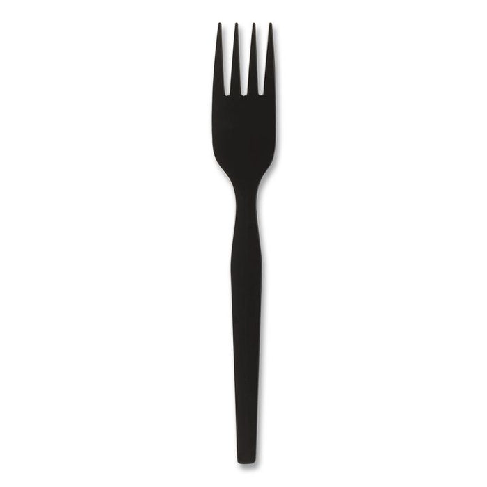SmartStock Plastic Cutlery Refill, Series-O, Heavyweight Fork, Black, 40/Pack, 24 Packs/Carton