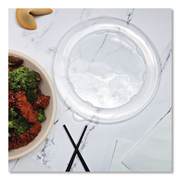 Plastic Lids for Compostable Fiber Containers, For 24 to 32 oz Containers, 8.28" Diameter x 0.51" h, Clear, 300/Carton
