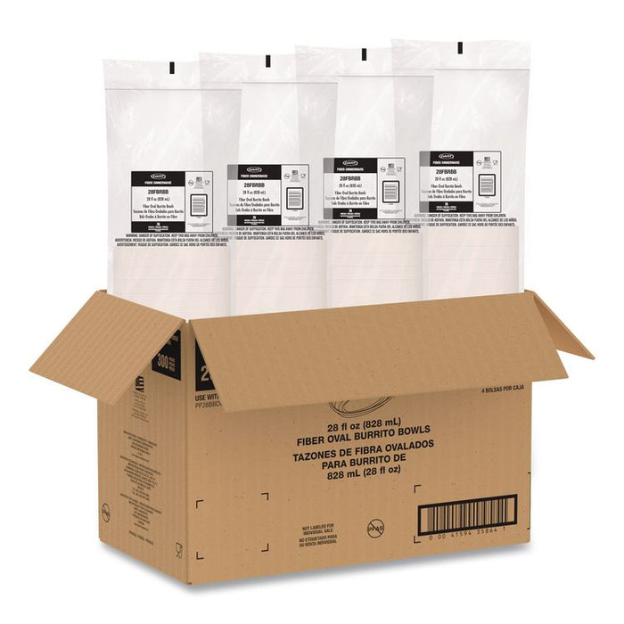 Compostable Fiber Containers, Pro Planet Seal, Bowl, 28 oz, Natural, 300/Carton