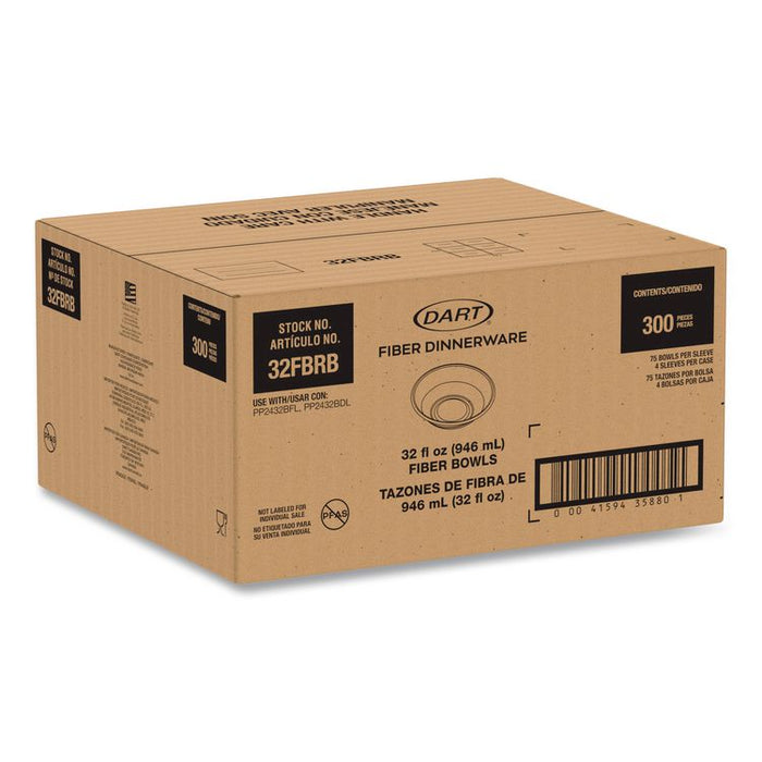Compostable Fiber Containers, ProPlanet Seal, Bowl, 32 oz, Natural, 300/Carton