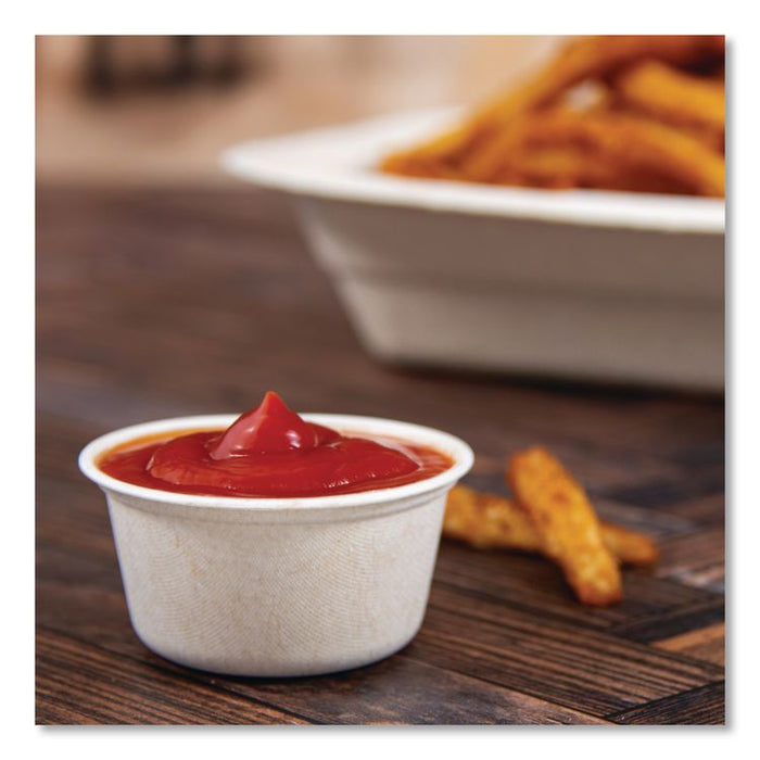 Compostable Fiber Portion Containers, ProPlanet Seal, 2 oz, Natural, 2,500/Carton