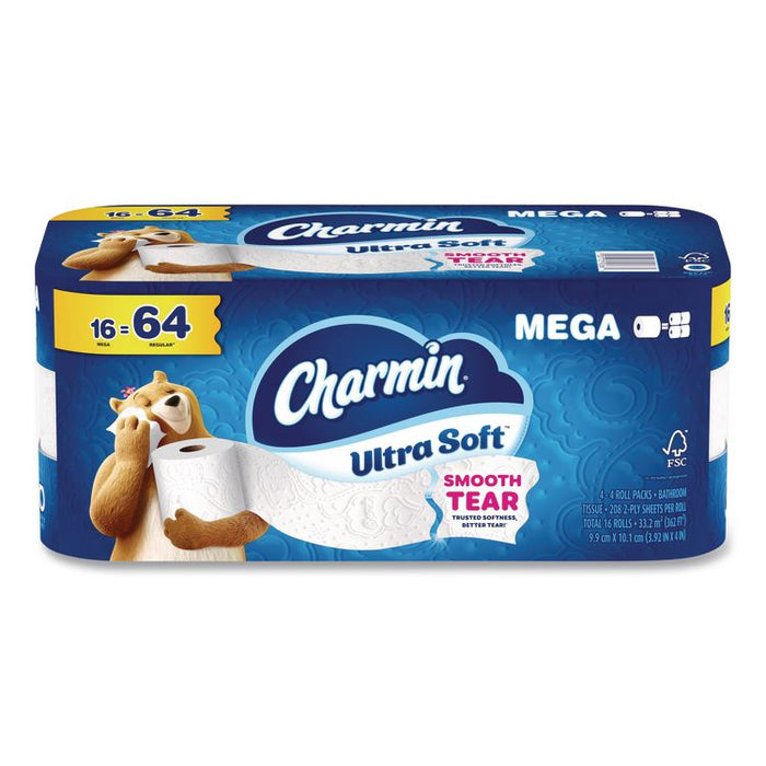 Ultra Soft Bathroom Tissue, Septic Safe, 2-Ply, White, 208 Sheets/Roll, 16 Rolls/Carton