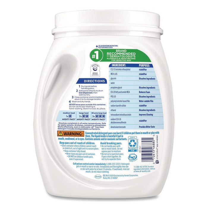 MIGHTY PACS Free Clear HE Laundry Detergent, 60 Pods/Tub, 4 Tubs/Carton