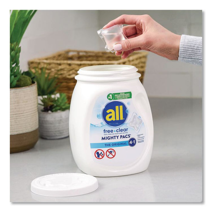 MIGHTY PACS Free Clear HE Laundry Detergent, 60 Pods/Tub, 4 Tubs/Carton