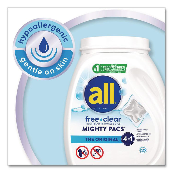 MIGHTY PACS Free Clear HE Laundry Detergent, 60 Pods/Tub, 4 Tubs/Carton