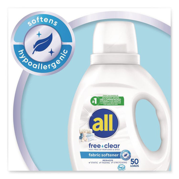 Free Clear Liquid Fabric Softener, Fragrance-Free, 34 oz Bottle, 6/Carton
