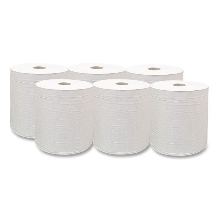 Hardwound Paper Towel Roll, Virgin Paper, 1-Ply, 7.88" x 800 ft, White, 6/Carton