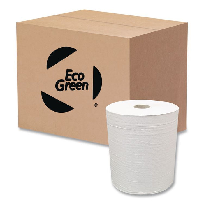 Hardwound Paper Towel Roll, Virgin Paper, 1-Ply, 7.88" x 800 ft, White, 6/Carton
