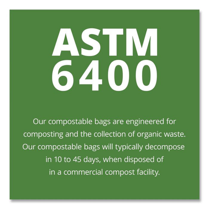 EcoSafe-6400 Bags, 32 gal, 0.85 mil, 33" x 48", Green, 50/Box