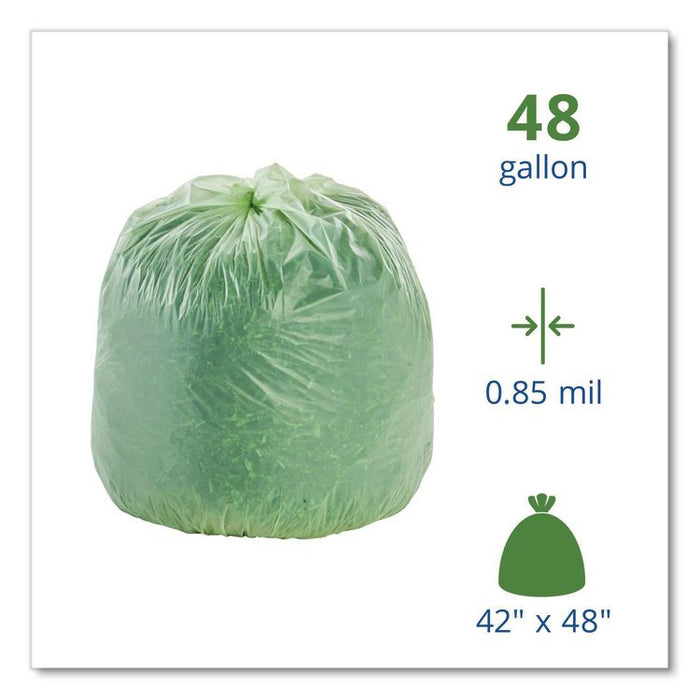 EcoSafe-6400 Bags, 48 gal, 0.85 mil, 42" x 48", Green, 40/Box