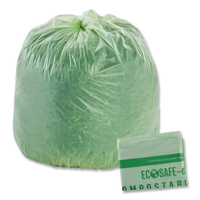 EcoSafe-6400 Bags, 64 gal, 0.85 mil, 48" x 60", Green, 30/Box