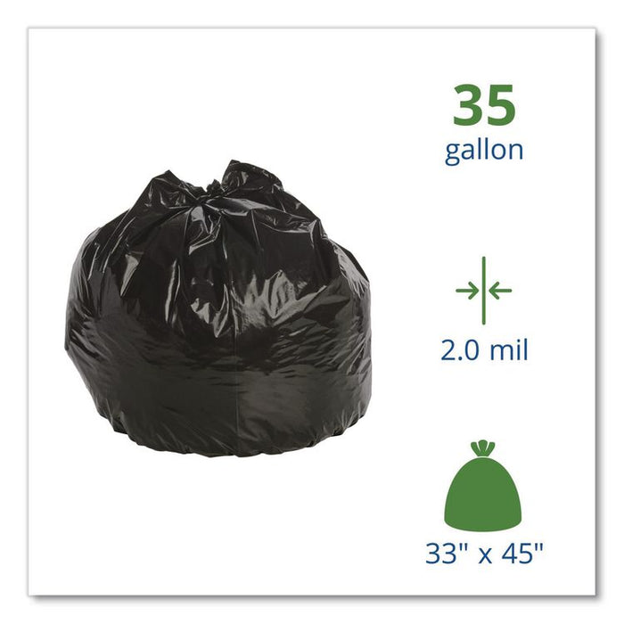 Insect-Repellent Trash Bags, 35 gal, 2 mil, 33" x 45", Black, 80/Box