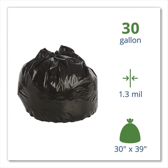 Total Recycled Content Plastic Trash Bags, 30 gal, 1.3 mil, 30" x 39", Black/Brown, 100/Carton