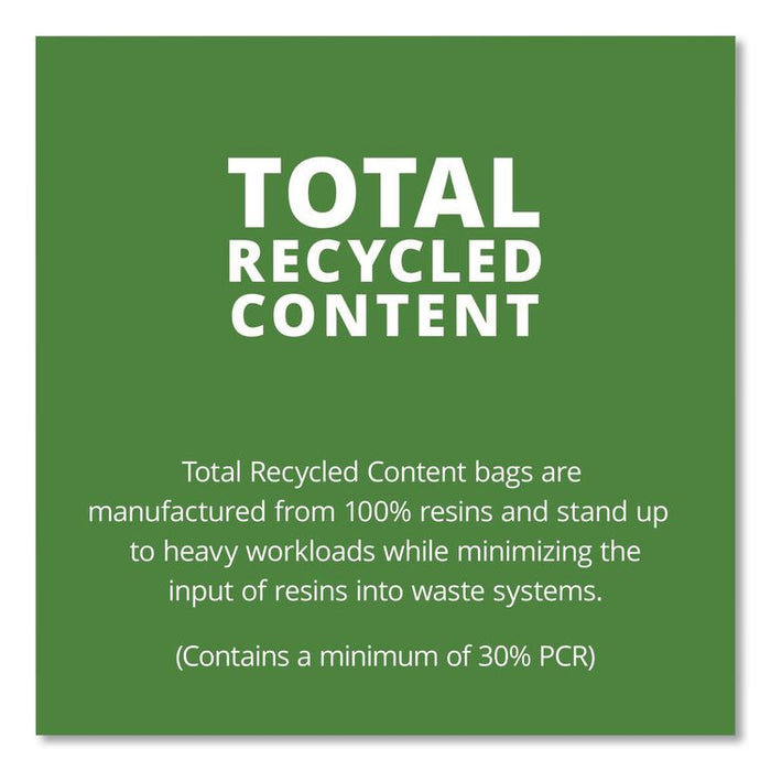 Total Recycled Content Plastic Trash Bags, 30 gal, 1.3 mil, 30" x 39", Black/Brown, 100/Carton