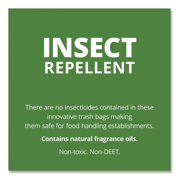 Insect-Repellent Trash Bags, 55 gal, 2 mil, 37" x 52", Black, 65/Box