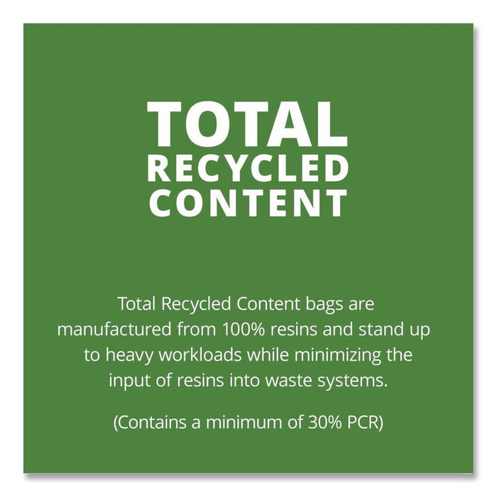 Total Recycled Content Plastic Trash Bags, 33 gal, 1.3 mil, 33" x 40", Black/Brown, 100/Carton