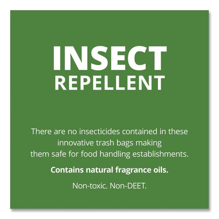 Insect-Repellent Trash Bags, 45 gal, 2 mil, 40" x 45", Black, 65/Box