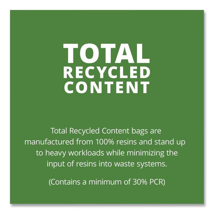 Total Recycled Content Plastic Trash Bags, 60 gal, 1.5 mil, 36" x 58", Black/Brown, 100/Carton