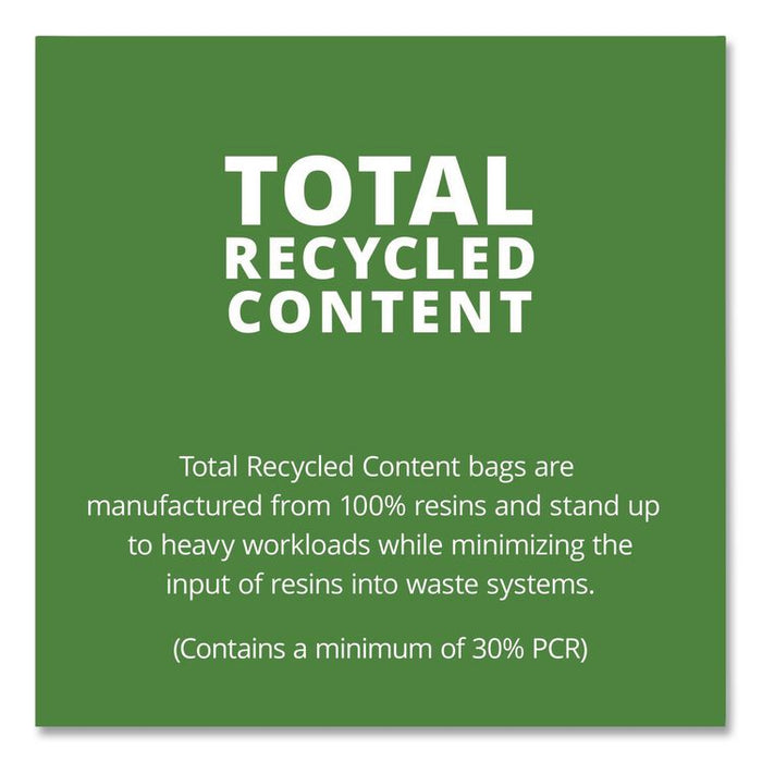 Total Recycled Content Plastic Trash Bags, 60 gal, 1.5 mil, 38" x 60", Black/Brown, 100/Carton